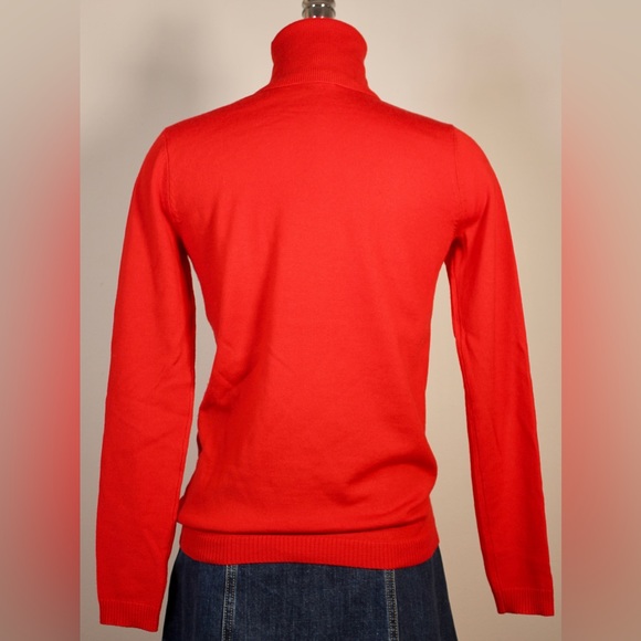 BELLA FRUED 1970 Wool Turtleneck Sweater Orange Red - Picture 5 of 7